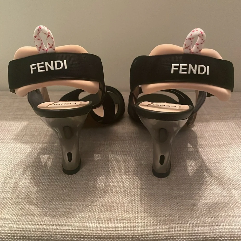 Fendi Black and Beige “Colibri” Strappy Heels - Picture 5 of 8